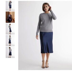 Quince Washable Silk Skirt (navy)